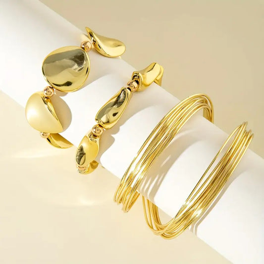 3pcs Open-Ended Metal Bracelet Set - KFK
