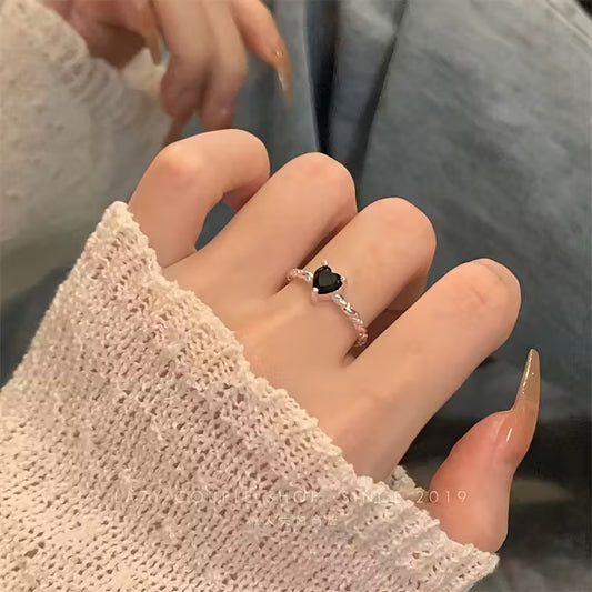 Black Zirconia Heart Ring - KFK