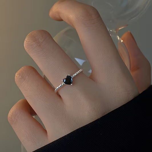 Black Zirconia Heart Ring - KFK
